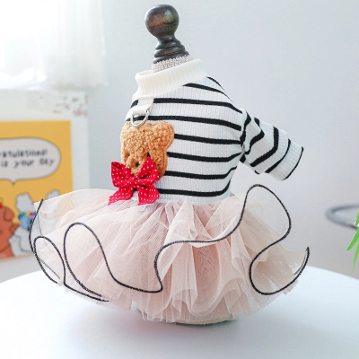 Striped Bear Bowknot Tutu Dress 02
