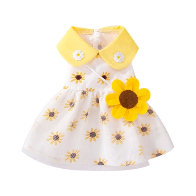 Summer Pet Sunflower Embroidered Dress 01