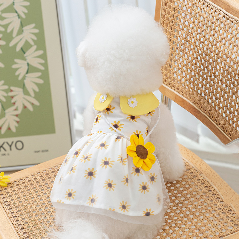 Summer Pet Sunflower Embroidered Dress