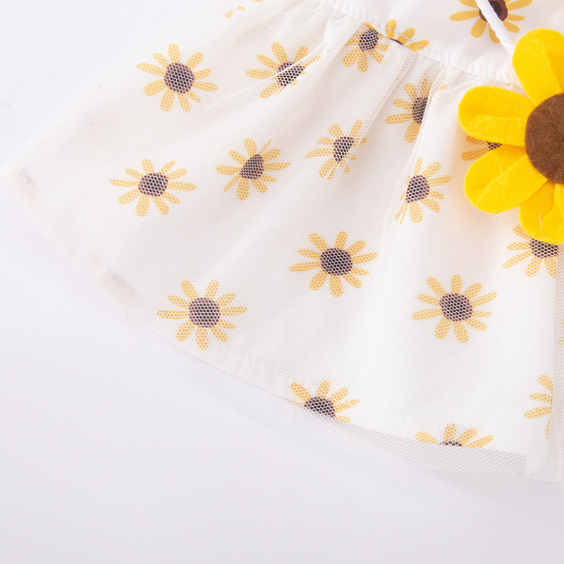 Summer Pet Sunflower Embroidered Dress