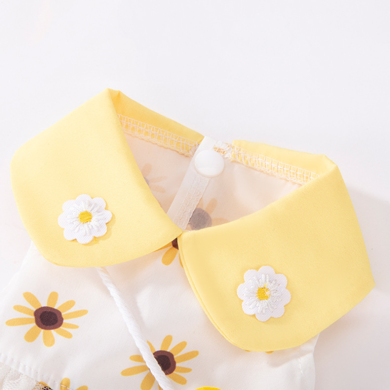 Summer Pet Sunflower Embroidered Dress