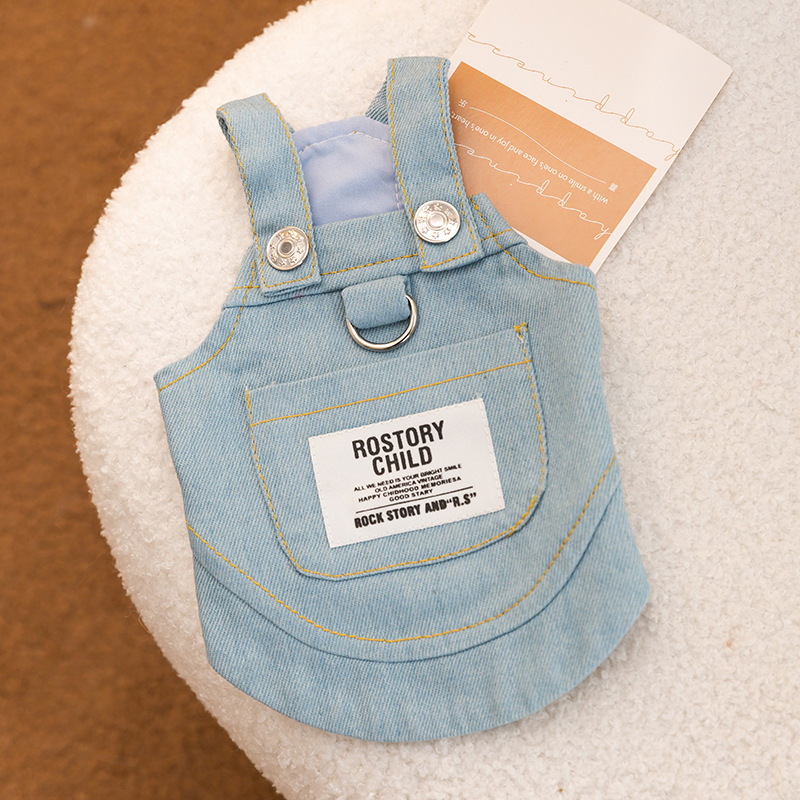 Summer Pet Denim Pocket Overalls Dress