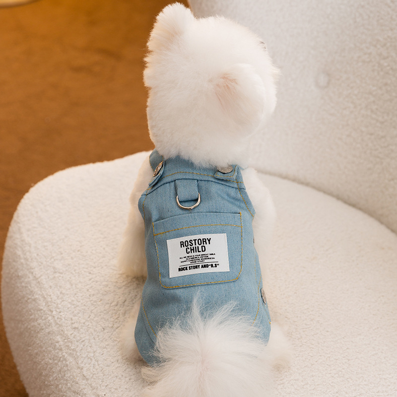 Summer Pet Denim Pocket Overalls Dress