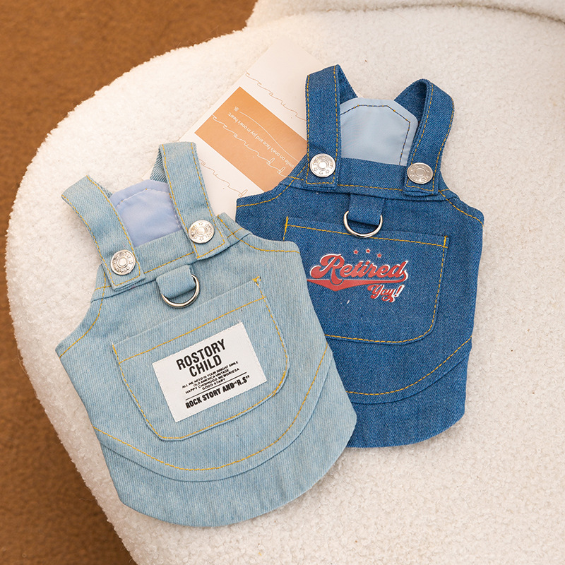 Summer Pet Denim Pocket Overalls Dress