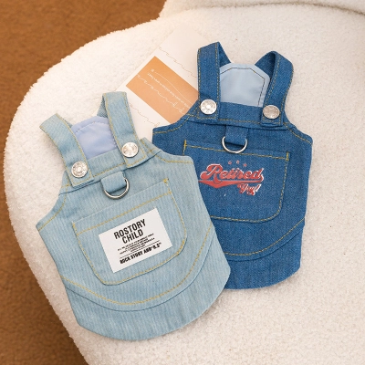 Summer Pet Denim Pocket Overalls Dress 01