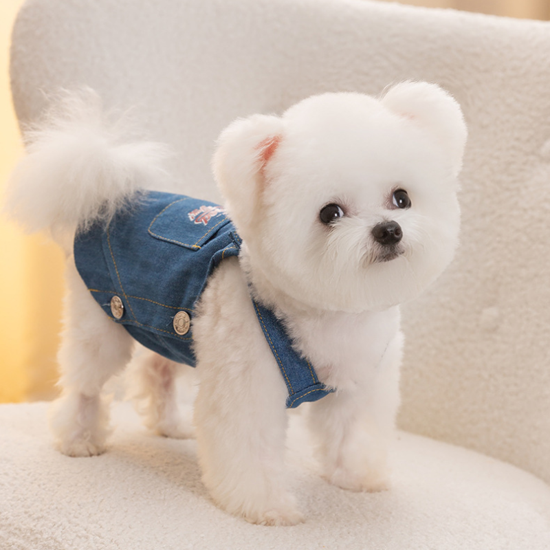 Summer Pet Denim Pocket Overalls Dress