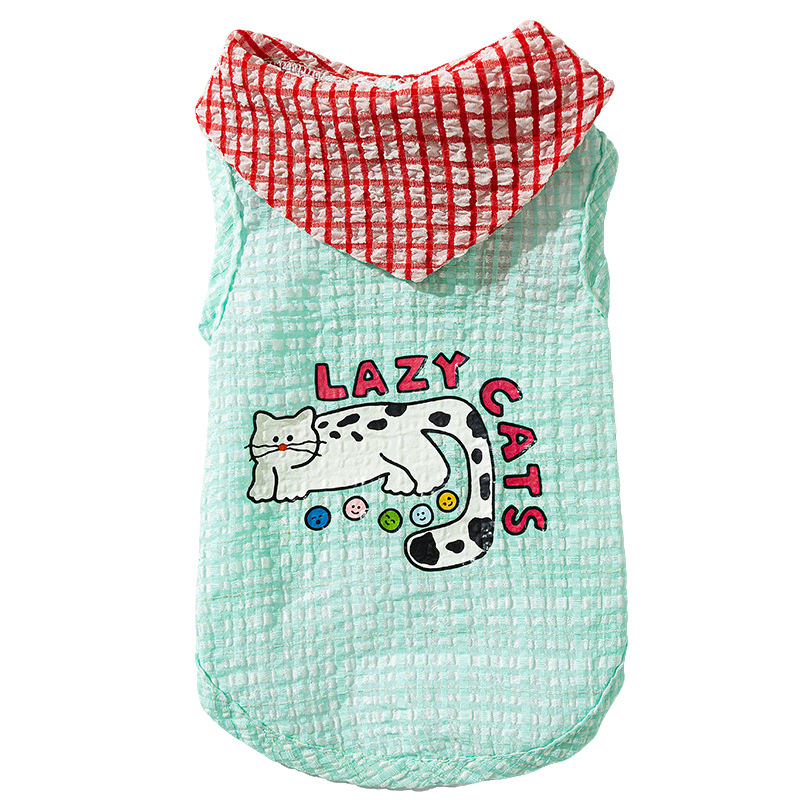 Summer Breathable Cat Plaid Bow tie Vest