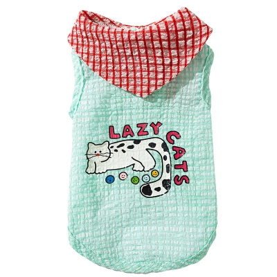 Summer Breathable Cat Plaid Bow tie Vest 01