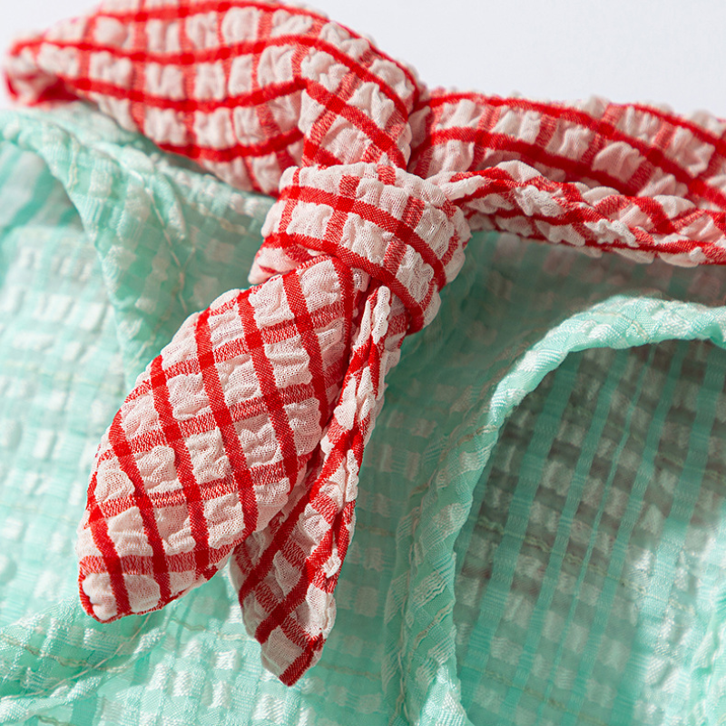 Summer Breathable Cat Plaid Bow tie Vest