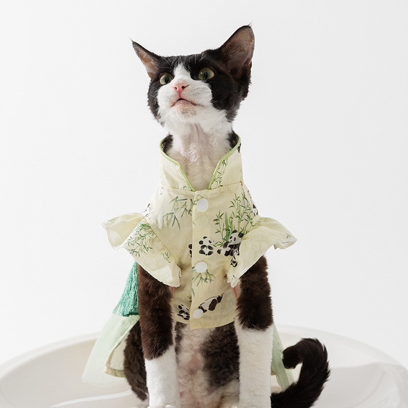 Summer Chinese Style Panda Print Tassel Pet Dress