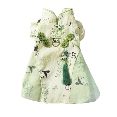 Summer Chinese Style Panda Print Tassel Pet Dress 01