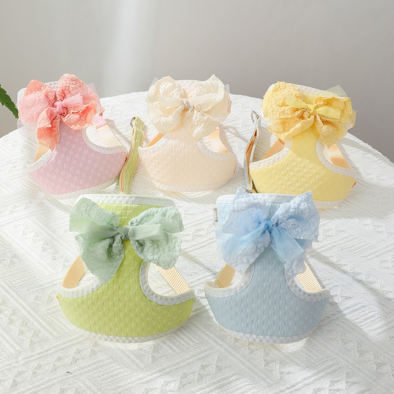 Adorable Bowknot Pet Dog Harness Leash Set
