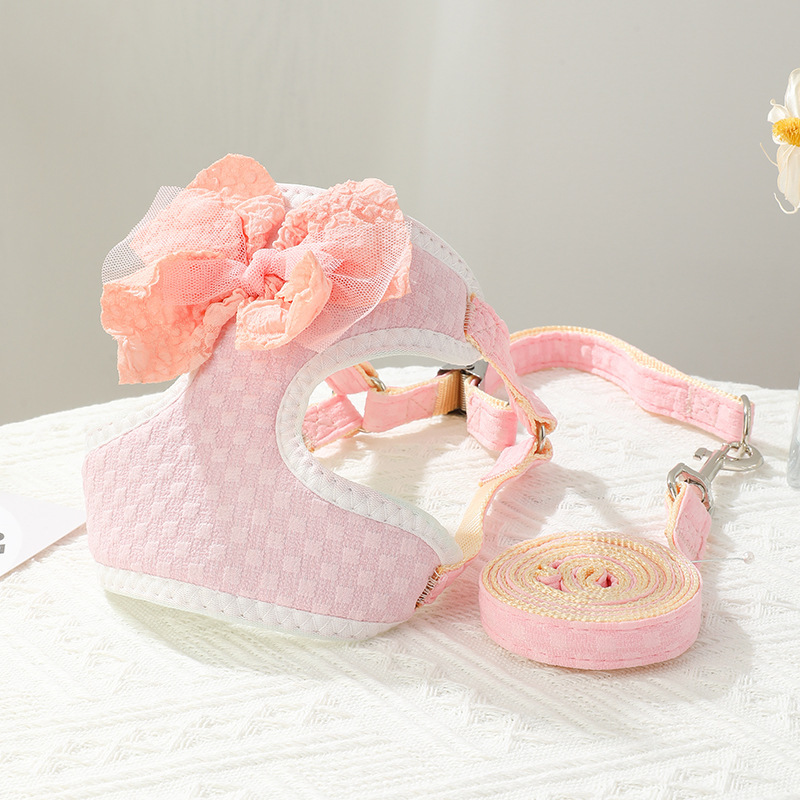 Adorable Bowknot Pet Dog Harness Leash Set