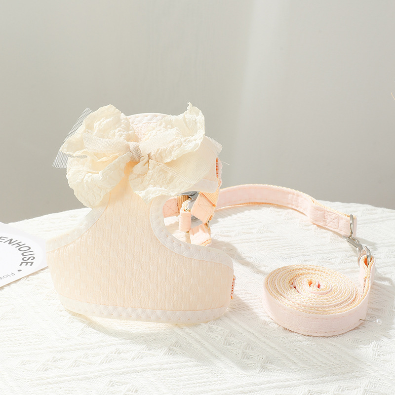Adorable Bowknot Pet Dog Harness Leash Set