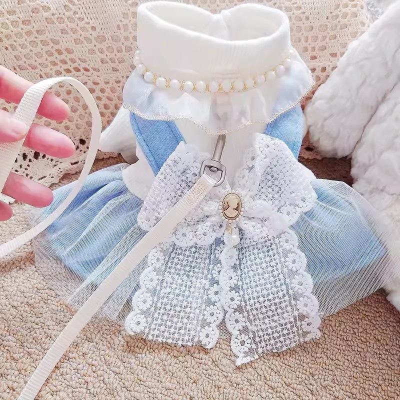 Pet Princess Dress with Traction Buckle for  Winter