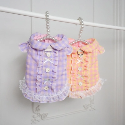 Bow - Knot Button Sweet - Style Pet Blouse with Leash Hook 01