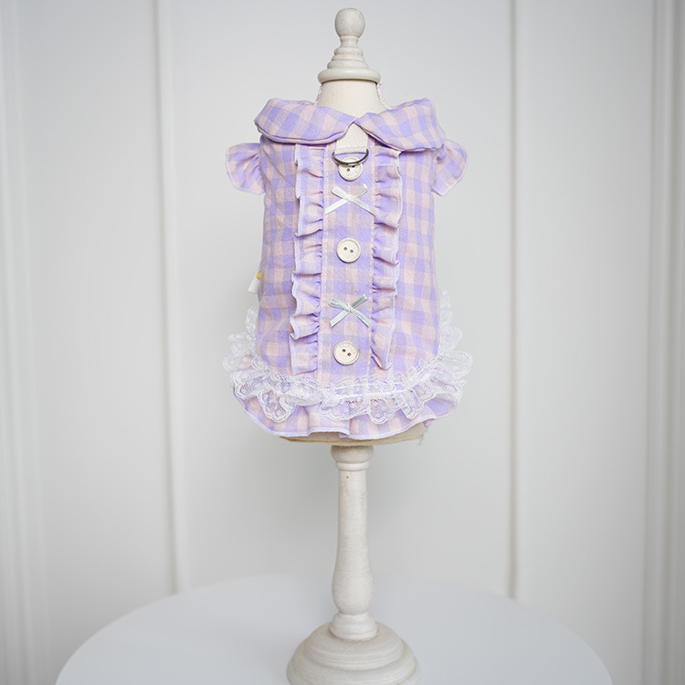 Bow - Knot Button Sweet - Style Pet Blouse with Leash Hook