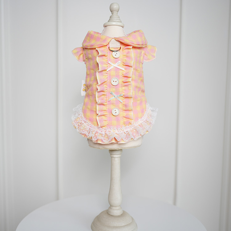 Bow - Knot Button Sweet - Style Pet Blouse with Leash Hook