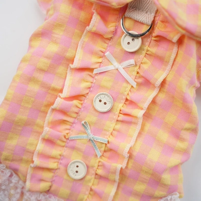 Bow - Knot Button Sweet - Style Pet Blouse with Leash Hook 02