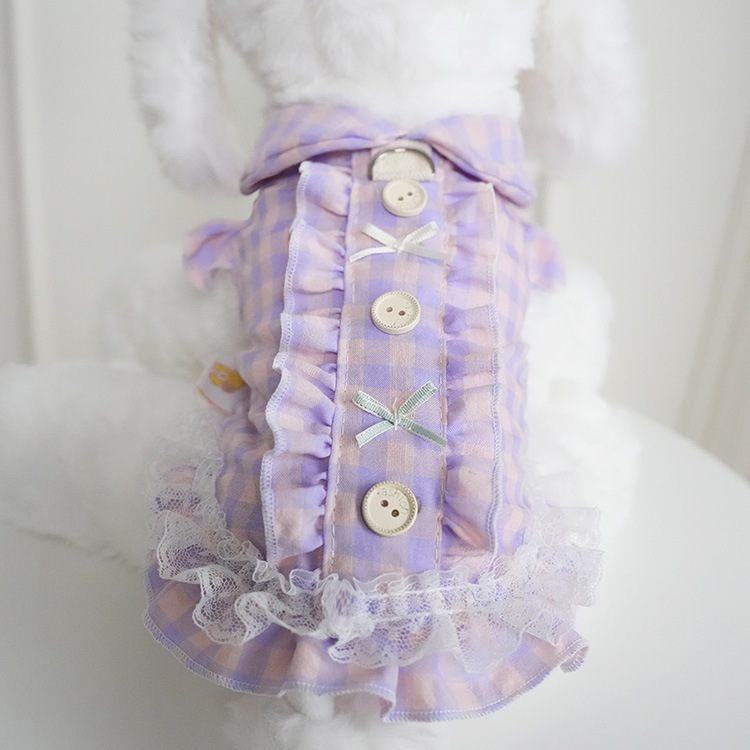 Bow - Knot Button Sweet - Style Pet Blouse with Leash Hook