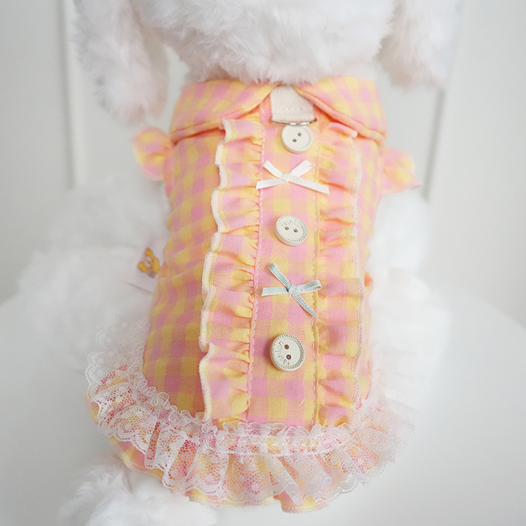 Bow - Knot Button Sweet - Style Pet Blouse with Leash Hook