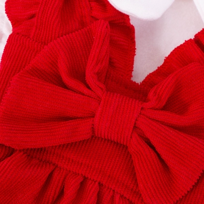 Autumn Puppy Red Bow -Tie Dress Set 02