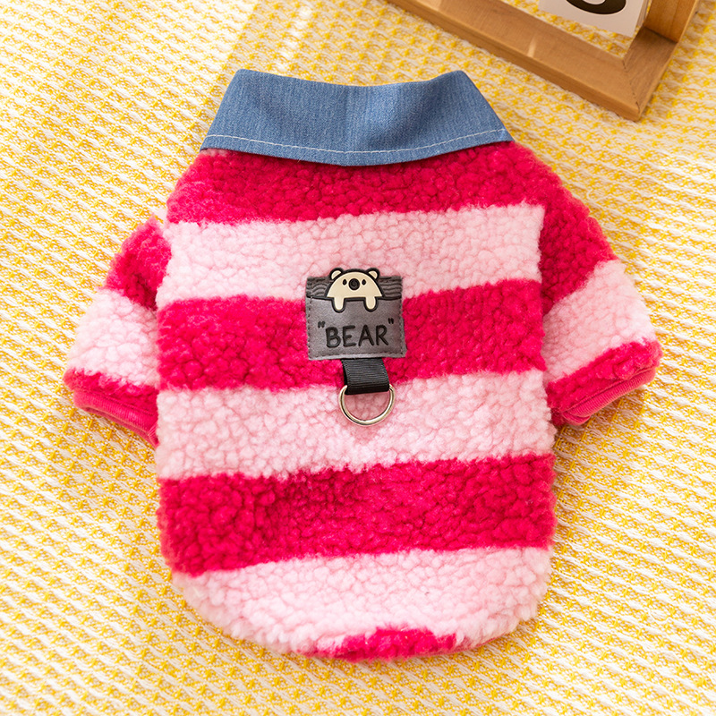 Winter Warm Pet Striped Fleece Coat