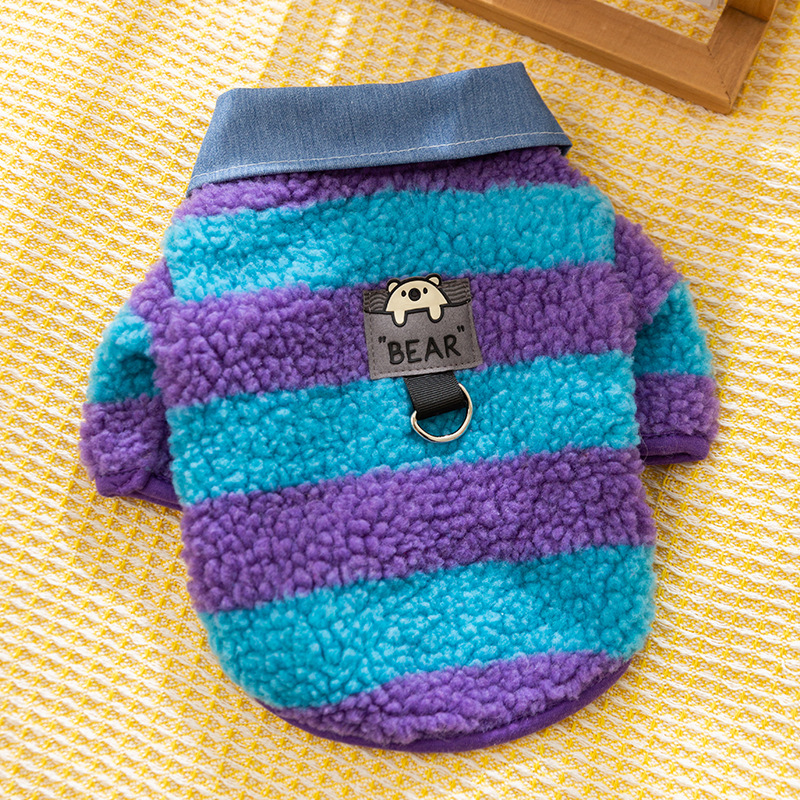 Winter Warm Pet Striped Fleece Coat