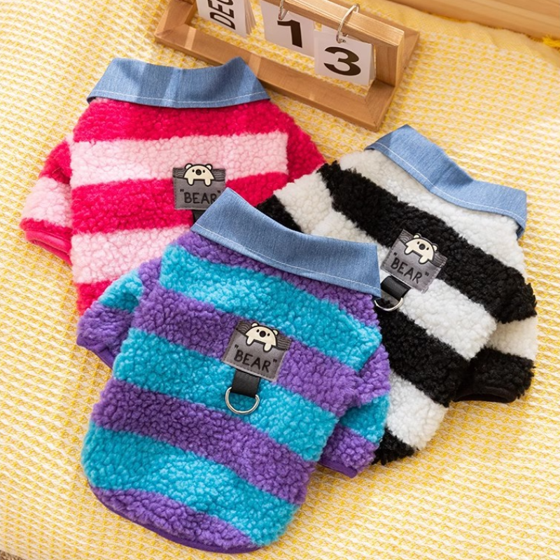 Winter Warm Pet Striped Fleece Coat