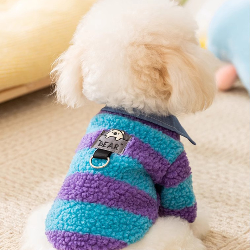 Winter Warm Pet Striped Fleece Coat