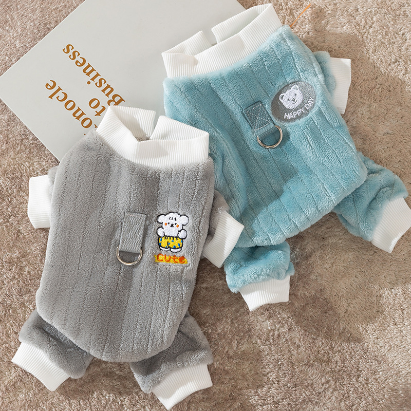 Winter Cartoon Bear Flannel Warm Pet Clothes