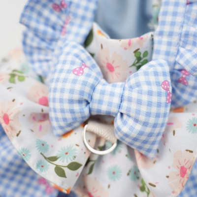 Adorable Floral Checkered Princess Dress for Small Pets 02