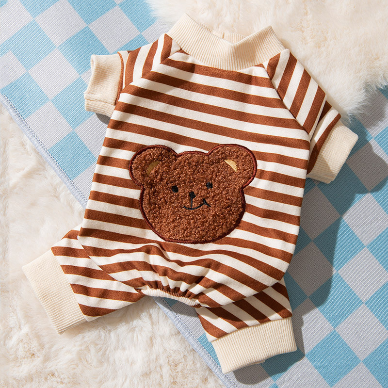 Adorable Bear Stripe Winter Pet Jumpsuit