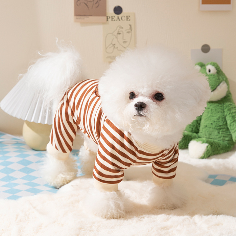 Adorable Bear Stripe Winter Pet Jumpsuit