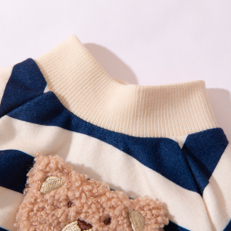 Adorable Bear Stripe Winter Pet Jumpsuit