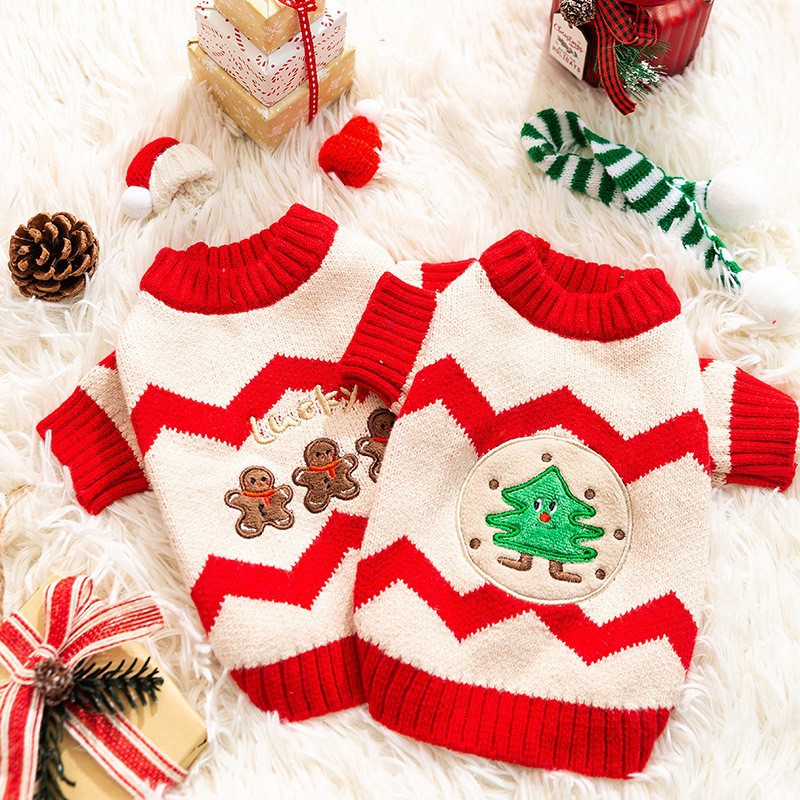 Christmas themed Wavy Knit Pet Sweater