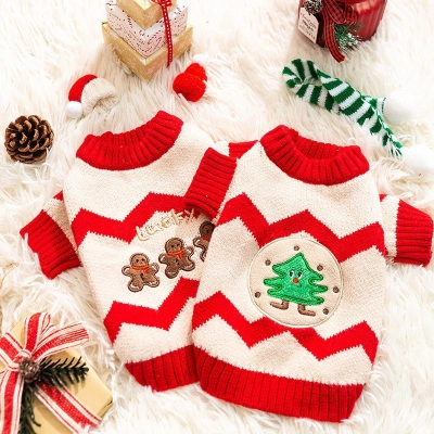 Christmas themed Wavy Knit Pet Sweater 01