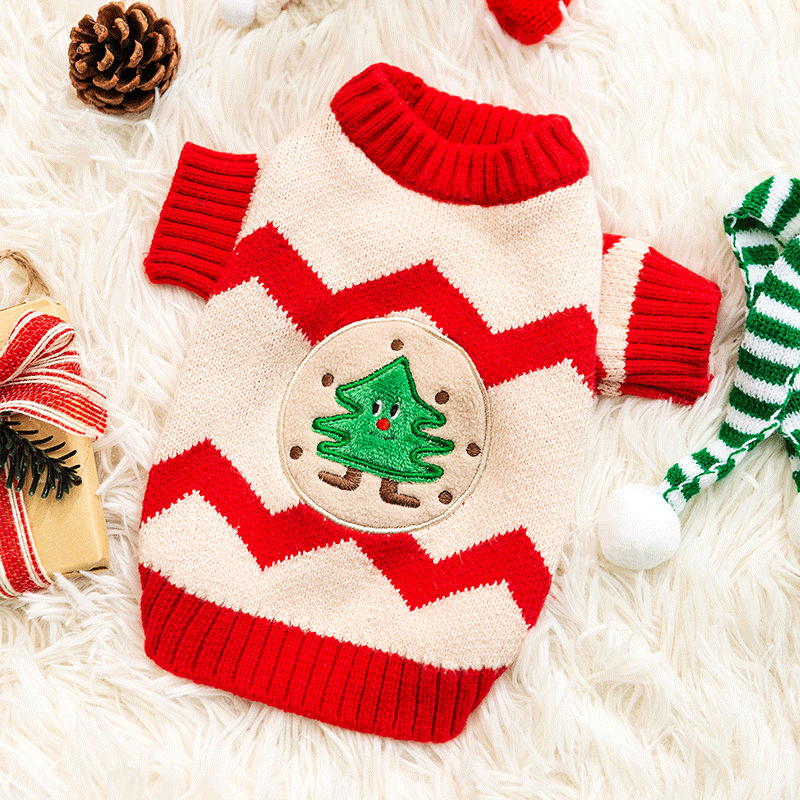 Christmas themed Wavy Knit Pet Sweater