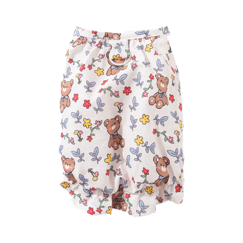 Cute Teddy Bear Floral Baby Dress Summer