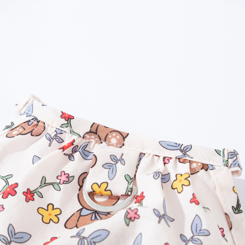 Cute Teddy Bear Floral Baby Dress Summer