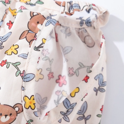 Cute Teddy Bear Floral Baby Dress Summer 02