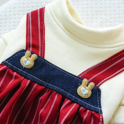 Cute Pet Striped Overalls 02