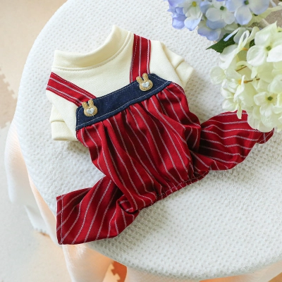 Cute Pet Striped Overalls 01