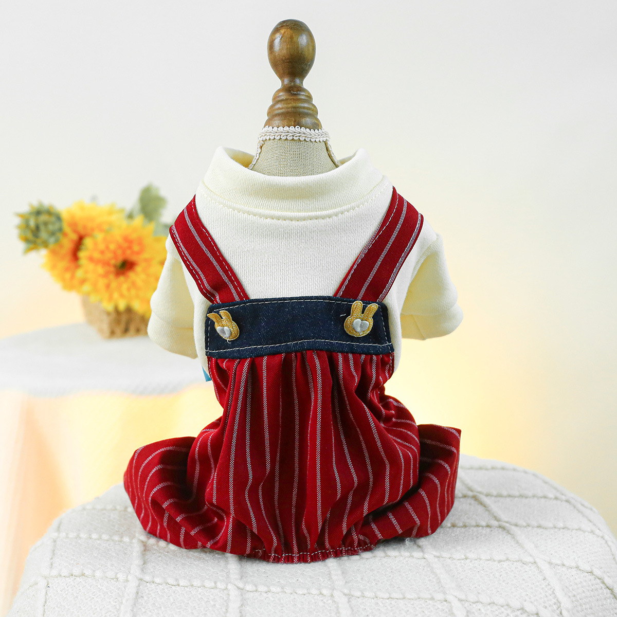 Cute Pet Striped Overalls