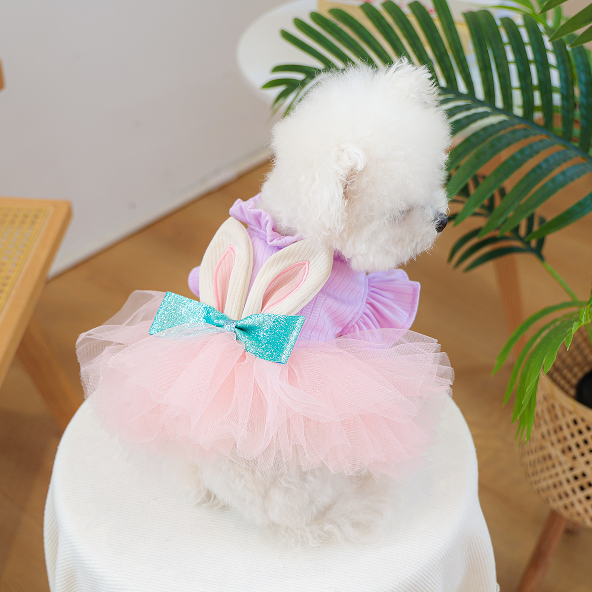 Sweet Rabbit Ear Pink Tutu Dress Set