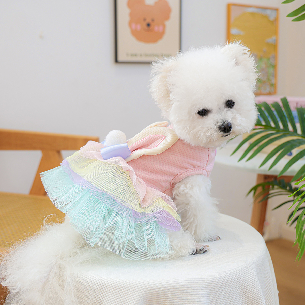 Sweet Rabbit Ear Pink Tutu Dress Set