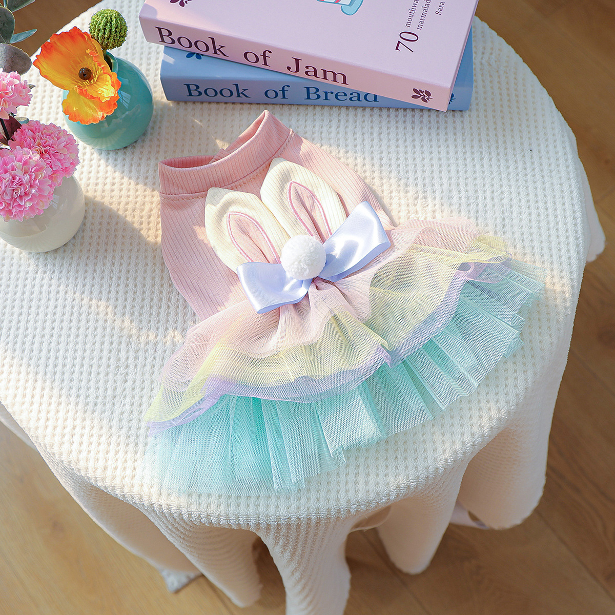 Sweet Rabbit Ear Pink Tutu Dress Set