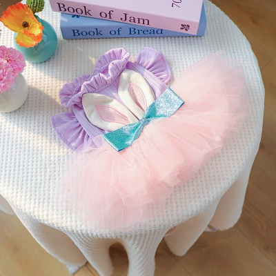 Sweet Rabbit Ear Pink Tutu Dress Set 02