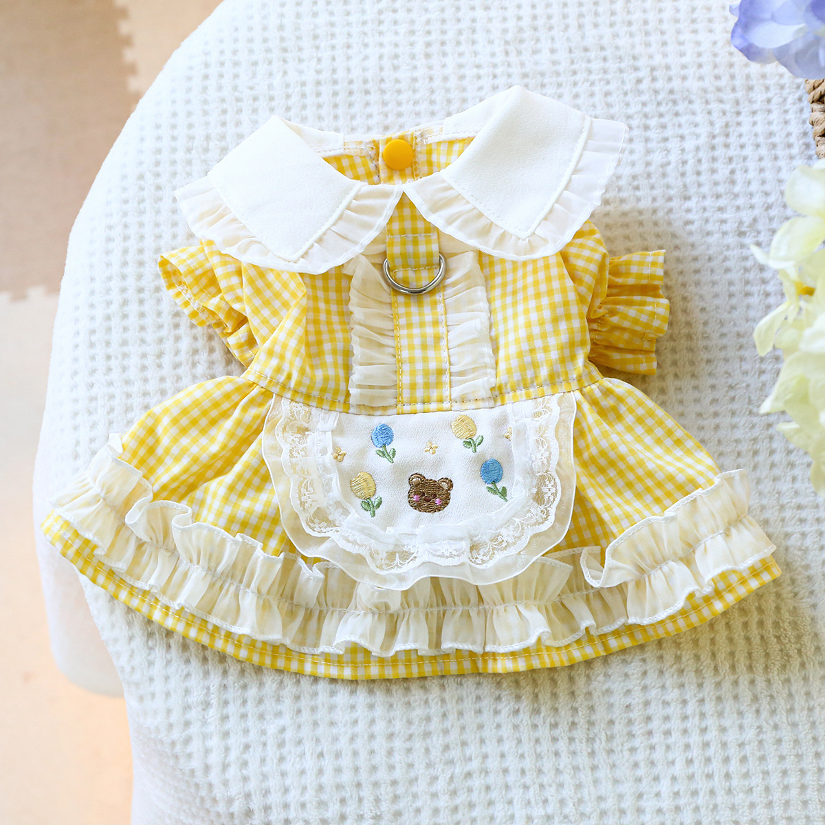  Puppy Princess Style Yellow Plaid Dress