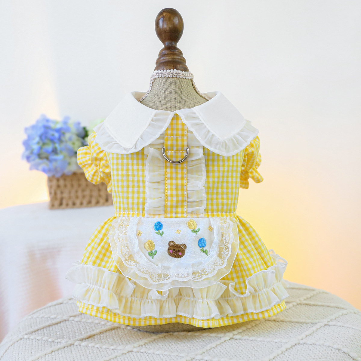  Puppy Princess Style Yellow Plaid Dress